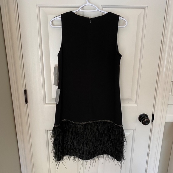 New! Tahari ASL Embellished Feather-Hem Sheath Dress/Black nwt 33917 - Picture 8 of 12